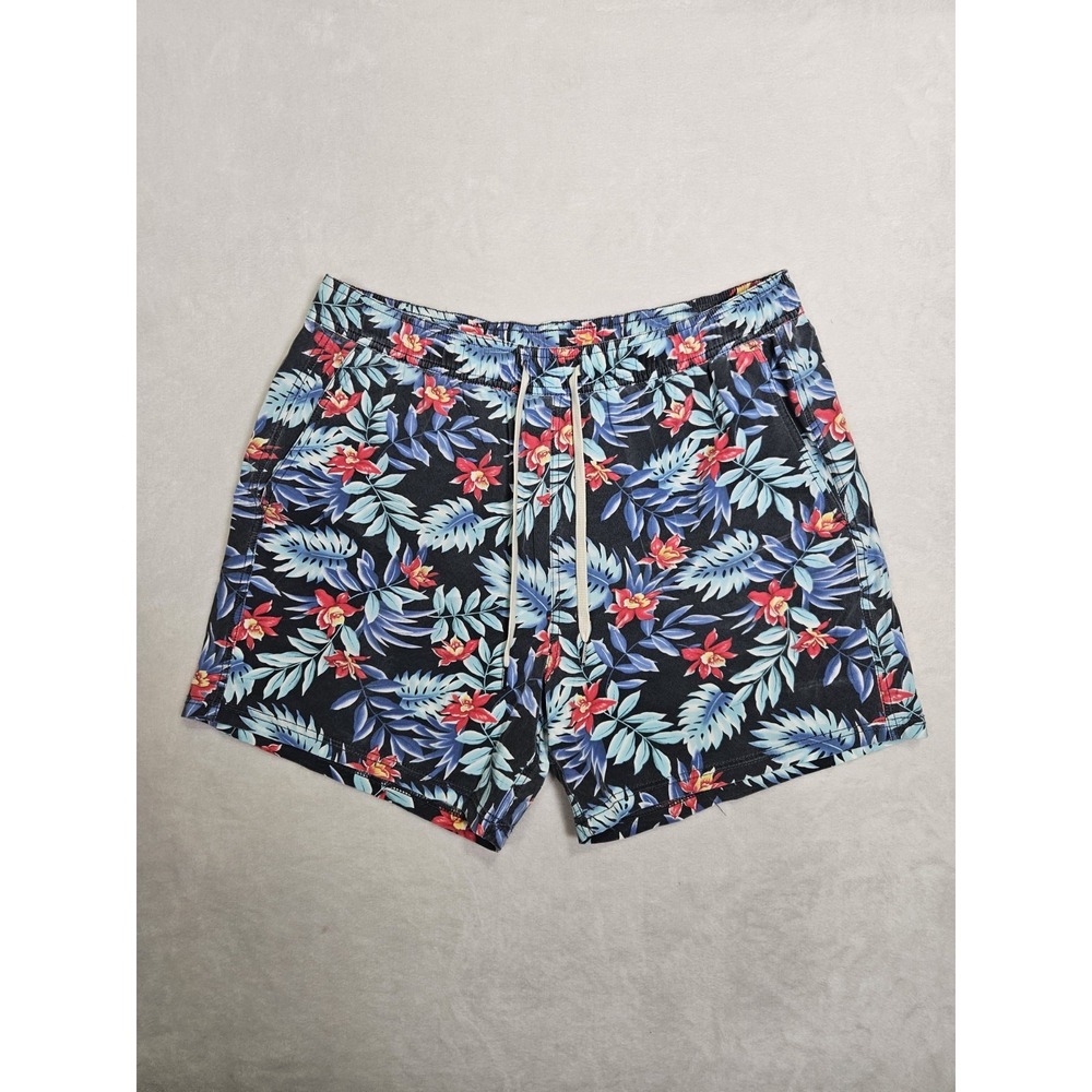 Fair Harbor Bungalow Swim Trunks Men's 34 (L) Blue Shorts Floral Lined Hawaii